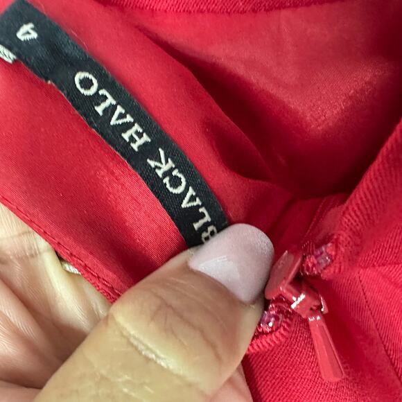 Black Halo Jackie O Three-quarter Sleeve Sheath Dress In Red  Women’s Size 4 - Picture 3 of 10